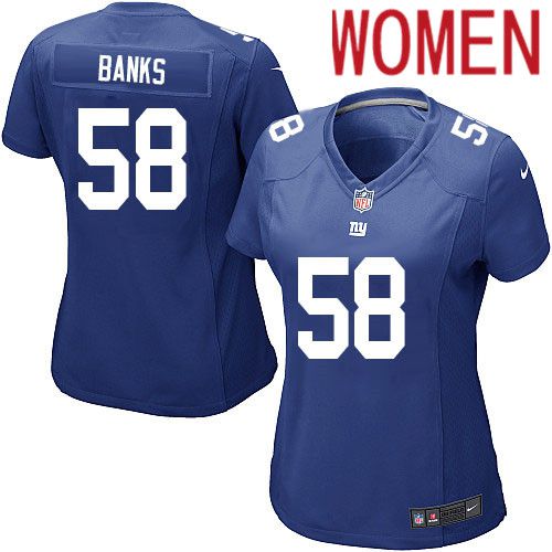 Women New York Giants 58 Carl Banks Nike Royal Game NFL Jersey